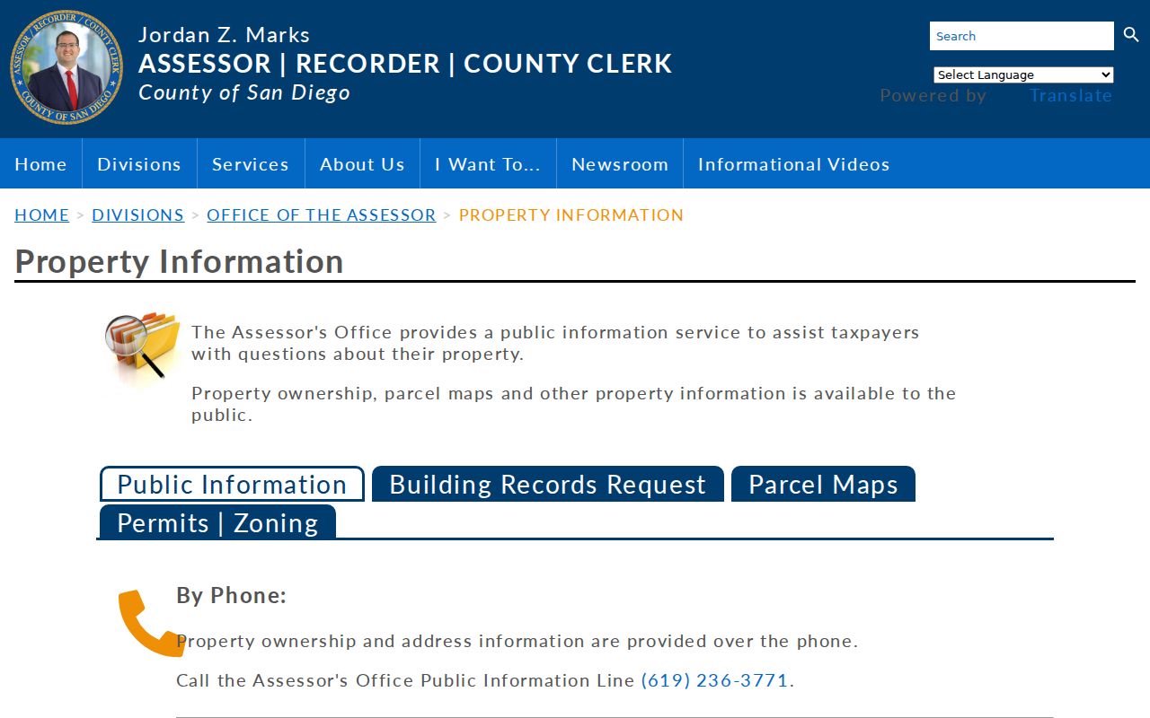 San Diego County people search assessor property information