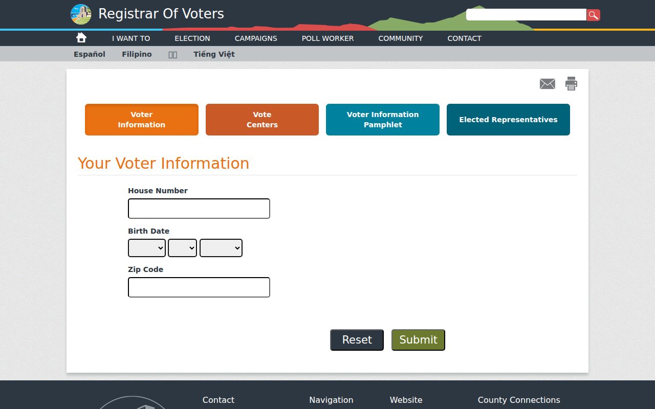 San Diego County voter registration lookup fields